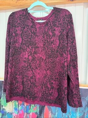 JM Collection Pink and Black Snake Print Long Sleeve Top plus size